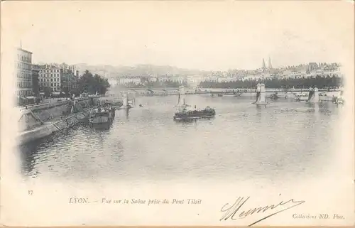 CPA Lyon, Vue sur la Saone prise du Pont Tilsit, ungel.