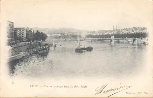 CPA Lyon, Vue sur la Saone prisse du Pont Tilsit, unkl.