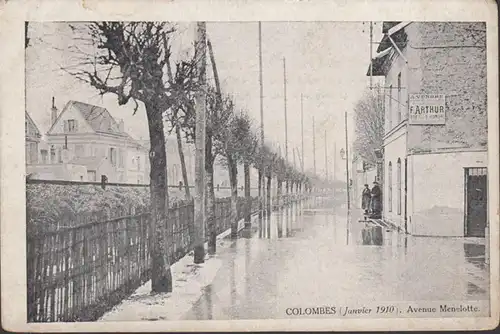 CPA Colombes, Inondations de Janvier 1910, Avenue Menelotte, ungel.