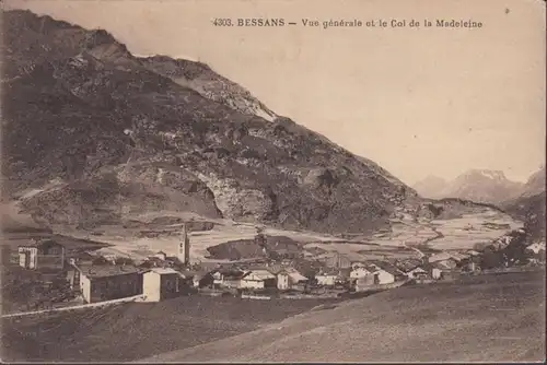 CPA Bessans, Vue générale et le Col de la Madeleine, gel. 1927