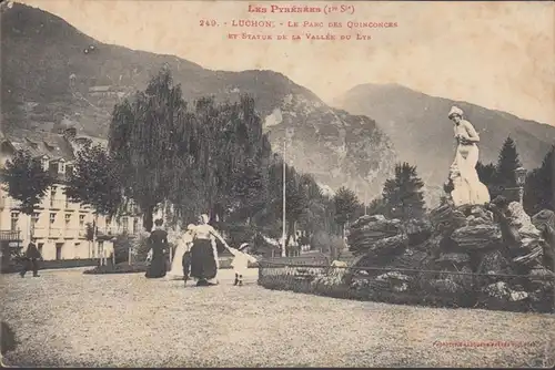 CPA Luchon, Parc des Quinconces et la Statue de la Vallee du Lys, gel. 1908