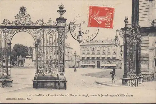 CPA Nancy, Place Stanislas, Grilles en fer forge, gel. 1909