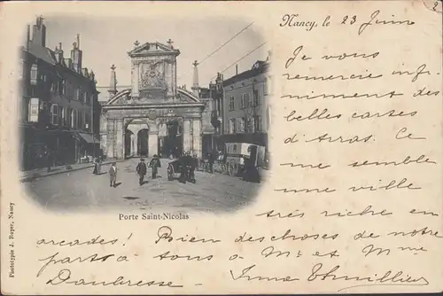 CPA Nancy, Porte Saint Nicolas Carte, englouti 1900