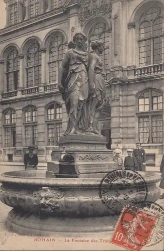 CPA Bohain, La Fontaine Trion-Graces, gel. 1912