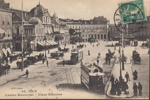 CPA Nice, Casino Municipal, Place Massena, gel. 1914