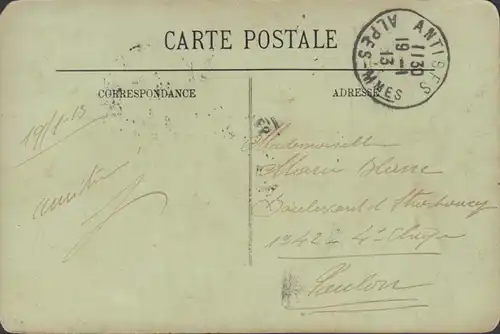 CPA Antibes, Le Phare et le Semaphore, gel. 1913