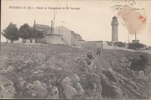 CPA Antibes, Phare et Semaphore de la Garoupe, gel.