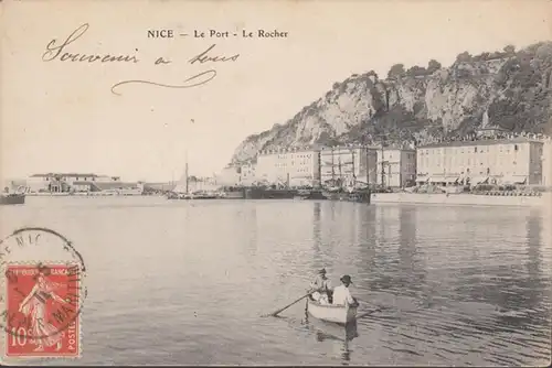 CPA Nice, Le Port, Le Rocher, gel.