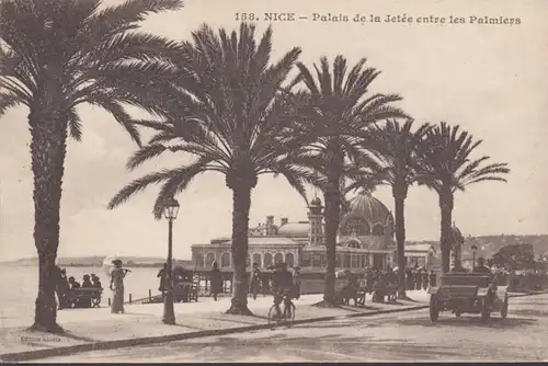 CPA Nice, Palais de la Jetee entre les Palmiers, ungel.