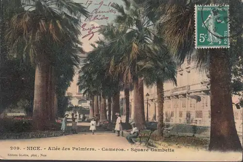 CPA Nice, Allée des Palmiers, Cameros, Square Gambetta, gel.