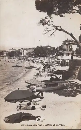 CP Juan-les-Pins, La Plage et les Villas.