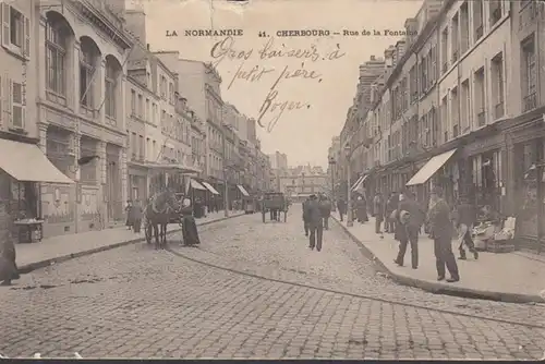 Cpa Cherbourg, Rue de la Fontaine, gel. 1903