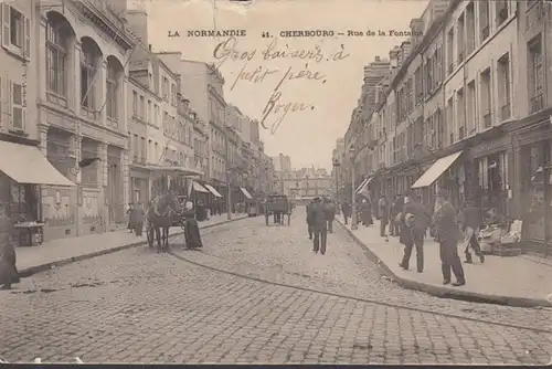Cpa Cherbourg, rue de la Fontaine, gel. 1903