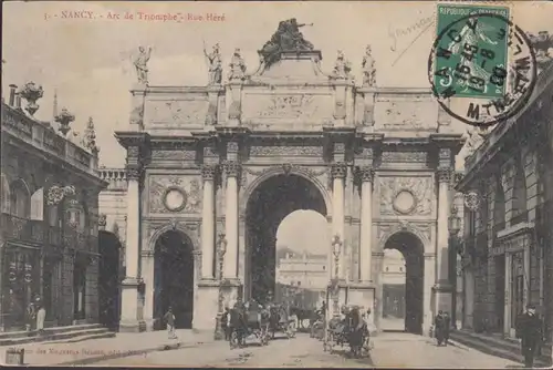 Cpa Nancy, Arc de Triomphe, Rue Here, gel.