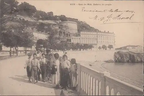 Cpa Nice, Quai du Midi, Enfants du Peuple, gel. 1906