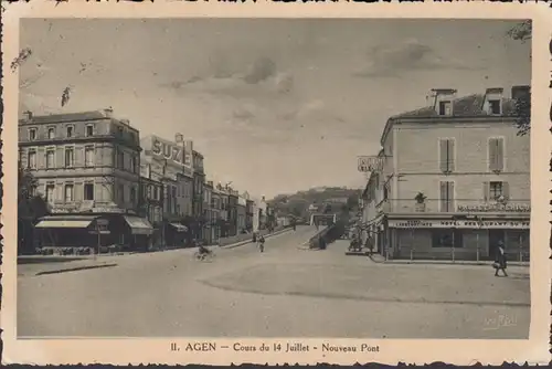 CPA Agen, Cours du 14 Juillet, Nouveau Pont, gel. 1952
