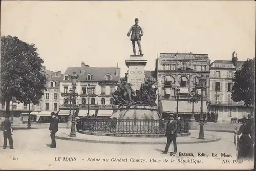 CPA Le Mans, Statue Général Chanzy, Place de la Republique, gel. 1916