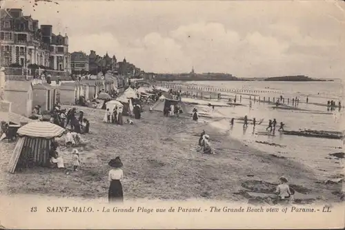 CPA Saint Malo, La Grande Plage vue de Paramé, englouti 1925