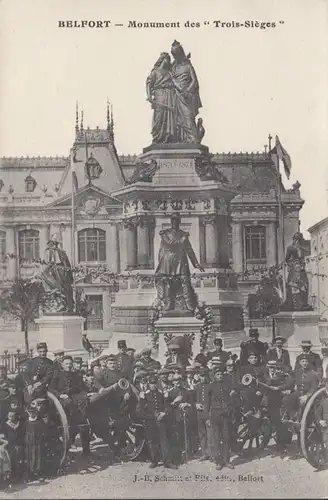 CPA Belfort,Monument des Trois Sieges, 23 bataillon du génie, 1915