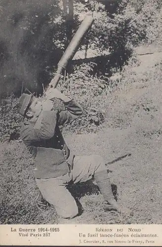 CPA La Guerre 1914-1915, Région du Nord, Un fusil lance-fusses eclarantes, ohnel.