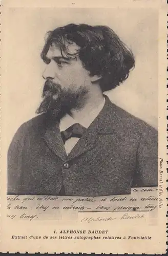 CPA Alphonse Dazdet, Extrait d'une de ses lettres autographes relatives a Fontvieille.