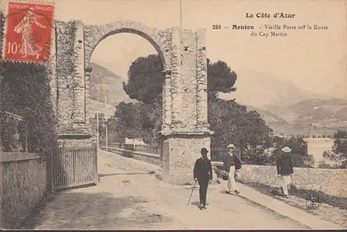 CPA Menton, Porte de Vieille sur la Route du Cap Martin, engel. 190 ?