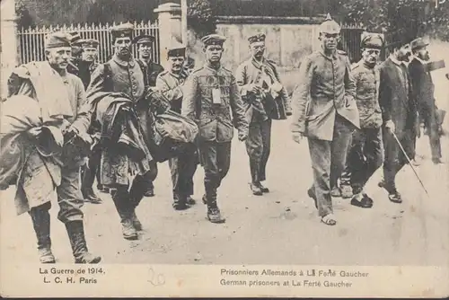 CPA Guerre 1914, Prisonniers Allemands à la Ferté Gaucher, gel. 1915