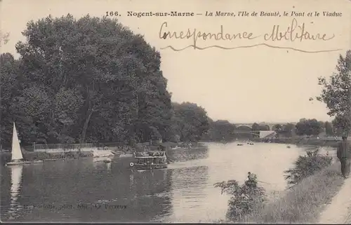 CPA Nogent sur Marne, l'Ile de Beaute, le Port et le Viaduc, gel. 1915