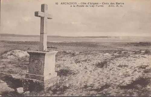 CPA Arcachon, Cote d'Argent- Croix des Marins a la Pointe du Cap Ferret.