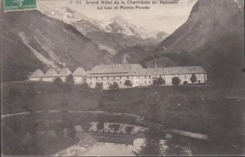 CPA Grand Hotel de la Chartreuse du Reposoir, Le Lac et Pointe-Percee, gel. 1913