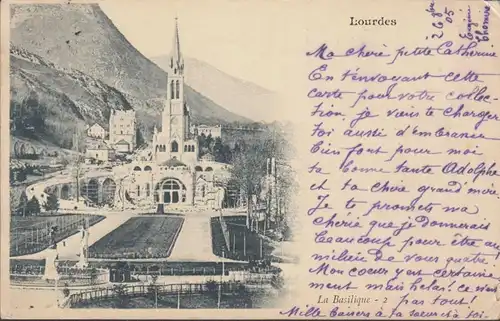 CPA Lourdes, La Basilique, en 1905