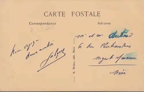 CPA Metz, La Poste, engl. 1926