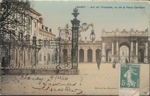 CPA Nancy, Arc de Triomphe vu de la Place de La Carriere, gel. 1910