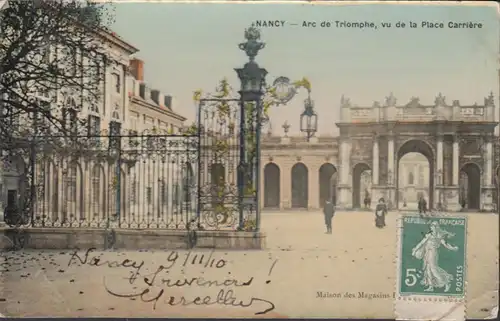 CPA Nancy, Arc de Triomphe vu de la Place de la Carriere, gel. 1910