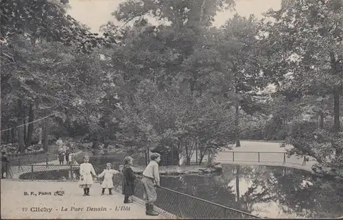 CPA Clichy, Le Parc Denain, gel. 1918
