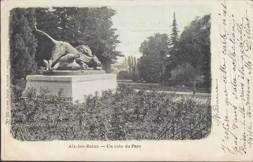 CPA Aix les Bains, Un coin du Parc, gel. 1901