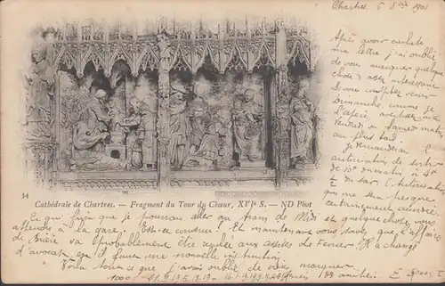CPA Cathedrale de Chartres Fragment du Tour du Choeur, gel. 1901