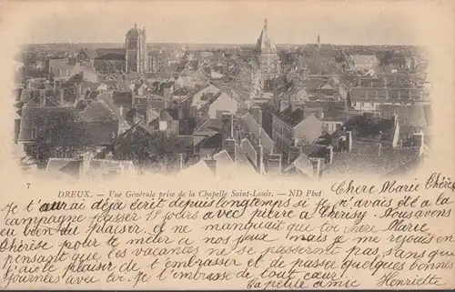 CPA Dreux, Vue generale prise de la Chapelle Saint Louis, gel. 1902