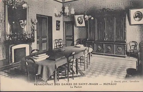 CPA Monaco, Pensionnat des Dames de Saint-Maur, Le Parloir, 1913