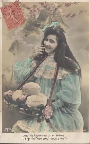 CPA l'oeuf de pâques est un emblème, gel. 1906