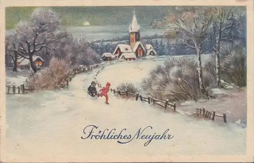 AK Fröhliches Neujahr, gel. 1924