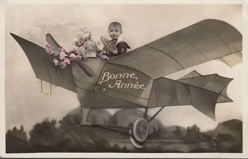 CPA Bonne Anne, Junge im Flugzeug, gel. 1935