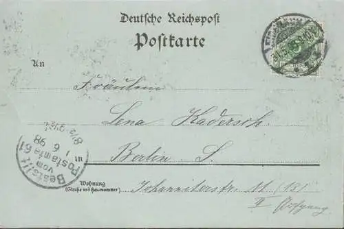 AK Gruss aus Eisenach, Wartburg, Drachenschlucht, Mondschein, gel. 1898