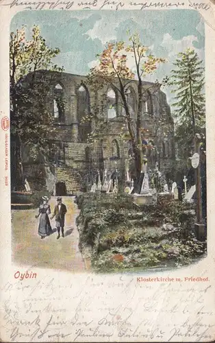 AK Oybin Klosterkirche avec cimetière, gel.