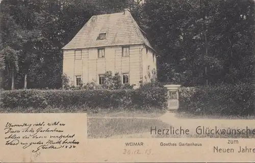 AK Weimar, Goethes gasthaus, Herzliche Glückwünsche zum Neuen Jahr, gel. 1913