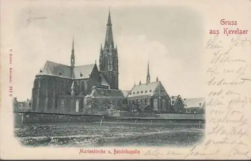 AK Gruss aus Kevelaer, Marienkirche und Beichtkapelle Präge AK, gel. 1899