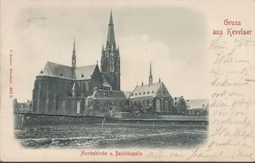 AK Gruss de Kevelaer, Marienkirche et confession chapelle de Près Ak, engl. 1899