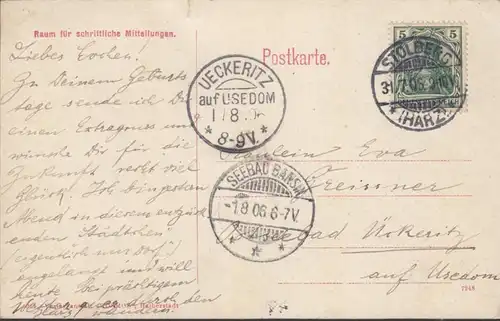 AK Stolberg Harz, Totalansicht, Mehrfachstempel. gel.1906