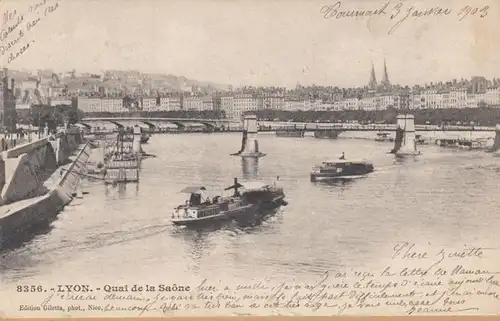 CPA Lyon, Quai de la Saone, engloutissant 1903