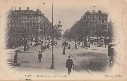 CPA Lyon, Perspective du Cours Gambetta, englout. 1903
